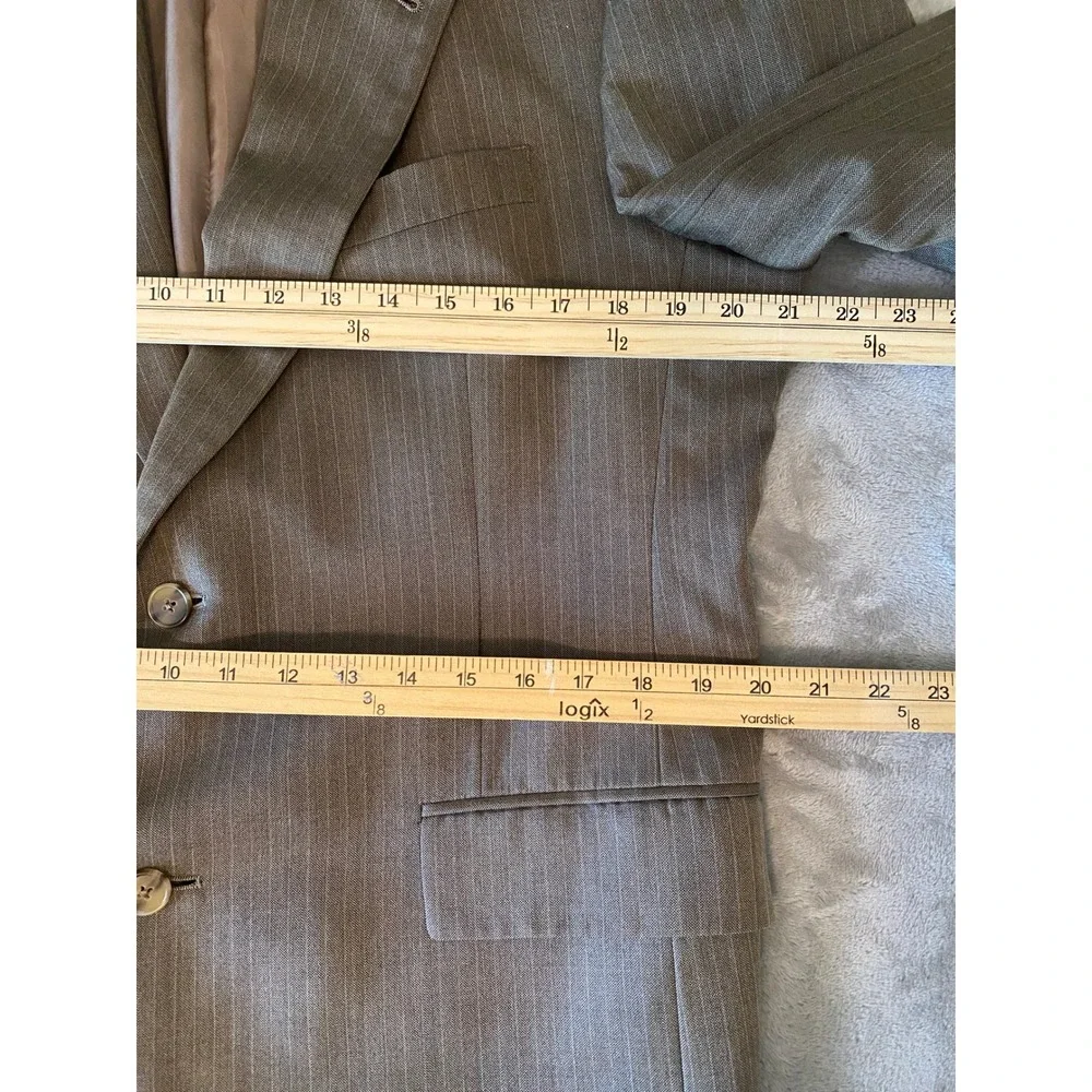 Hart Schaffner Marx Blazer Mens 40R Brown Gold Trumpeter Pinstripe Wool Jacket